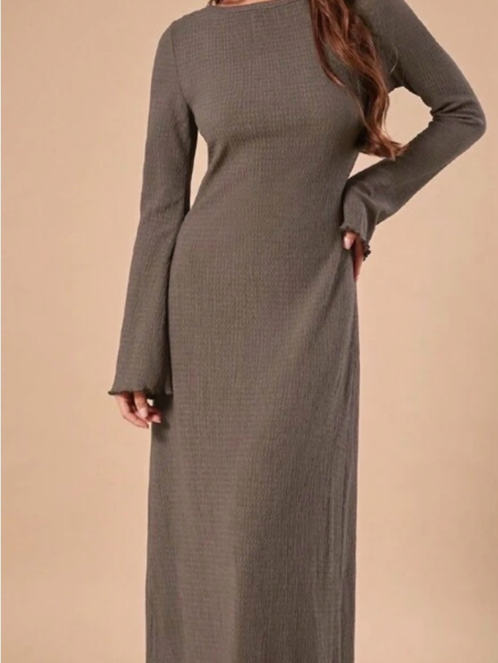Forever 21 Olive Green Long Sleeve Maxi Dress